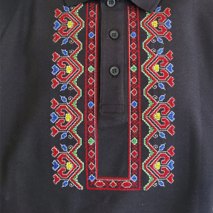 Черна  мъжка тениска с бродерия