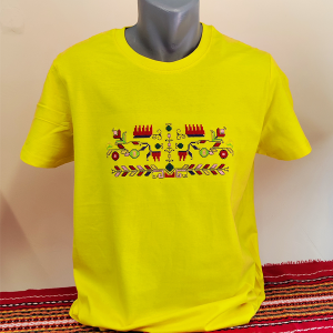 Жълта мъжка тениска с бродерия