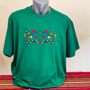 Зелена мъжка тениска с бродерия