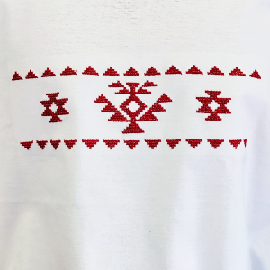 Бяла мъжка тениска с бродерия - Канатица