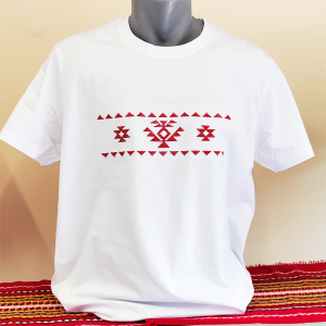 Бяла мъжка тениска с бродерия - Канатица