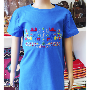 Детска синя тениска с бродерия