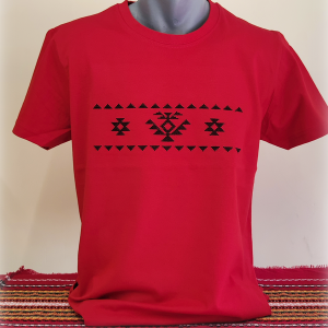 Червена  мъжка тениска с бродерия- Канатица