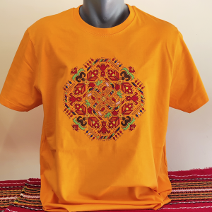 Мъжка оранжева тениска с бродерия - Слънце
