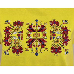 Дамска жълта тениска с бродерия 