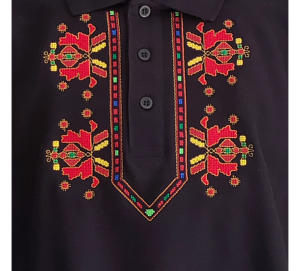 Черна  мъжка тениска с бродерия