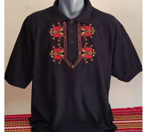 Черна  мъжка тениска с бродерия