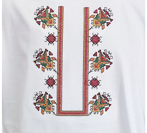 Мъжка  бяла тениска с бродерия 