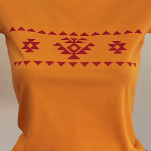 Дамска оранжева тениска с бродерия - Канатица