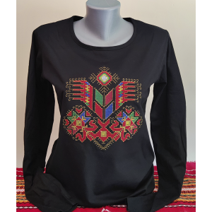 Дамска черна блуза с бродерия - Дървото на живота
