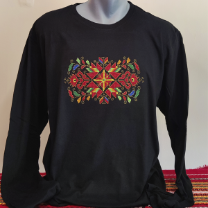 Мъжка  черна блуза с бродерия - Лазарки