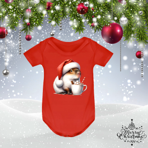 Червено коледно бебешко боди - Капибара