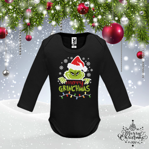 Черно коледно бебешко боди -  Стич