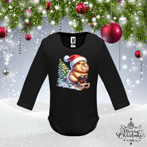 Черно коледно бебешко боди -  Капибара