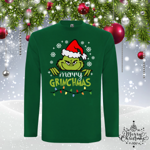 Мъжка зелена коледна блуза- Гринч