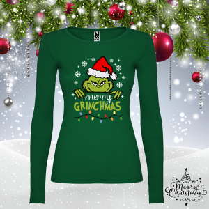 Дамска зелена коледна блуза-  Гринч