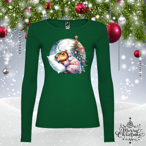 Дамска зелена коледна блуза-  Капибара
