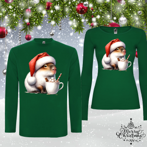 Комплект зелени коледни блузи- Капибара