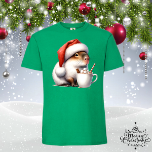 Забавна зелена коледна тениска-  Капибара
