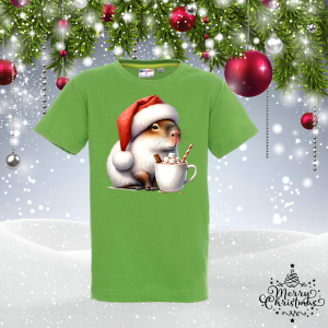 Детска коледна зелена  тениска- Капибара