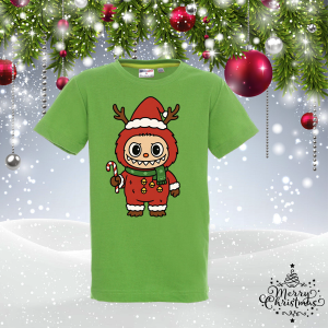 Детска коледна зелена  тениска-  Лабубу