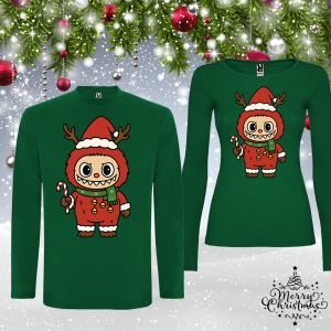 Комплект зелени коледни блузи- Лабубу