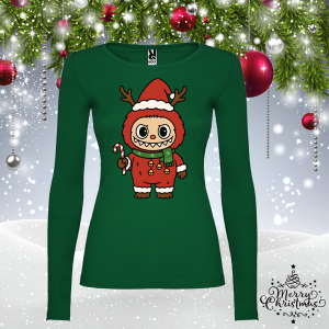 Дамска зелена коледна блуза-  Лабубу