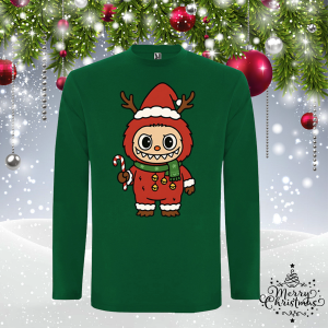 Мъжка зелена коледна блуза- Лабубу