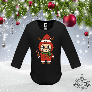 Черно коледно бебешко боди - Лабубу