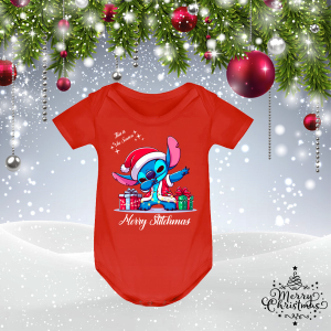 Червено коледно бебешко боди - Стич