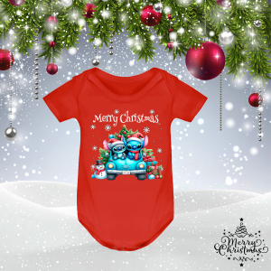 Червено коледно бебешко боди - Стич