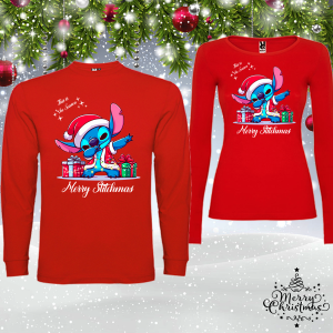 Комплект червени коледни блузи- Стич