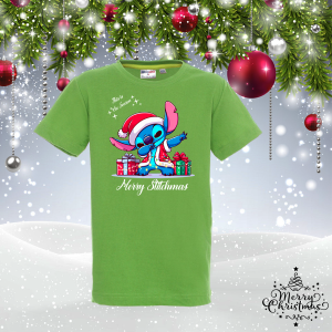 Детска коледна зелена  тениска- Стич
