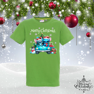 Детска коледна зелена  тениска- Стич