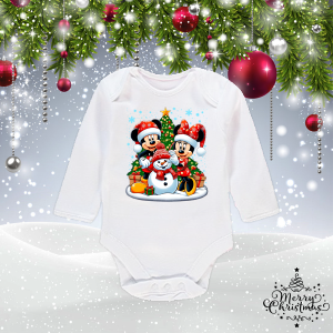 Коледно бебешко боди- Мики и Мини Маус