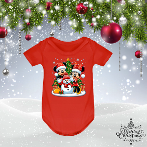 Червено коледно бебешко боди - Стич