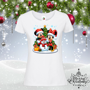 Дамска коледна тениска- Мики и Мини Маус