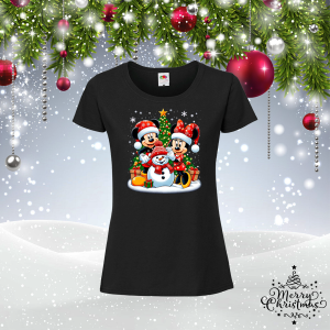 Забавна коледна тениска- Мики и Мини Маус