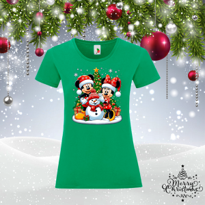 Коледна забавна тениска- Мики и Мини Маус
