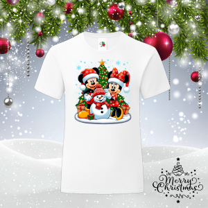 Забавна коледна тениска- Мики и Мини Маус