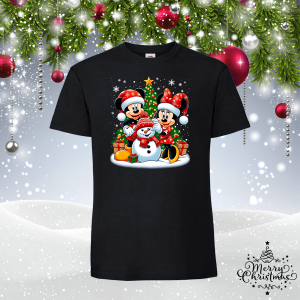 Забавна коледна тениска- Мики и Мини Маус