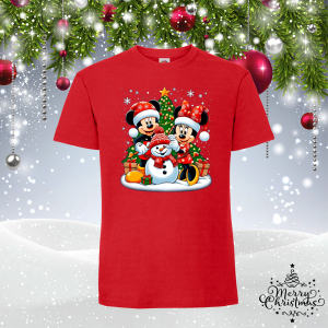 Забавна коледна тениска- Мики и Мини Маус