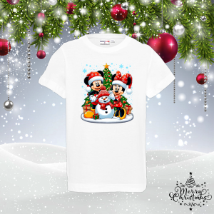 Детска коледна тениска- Мики и Мини Маус