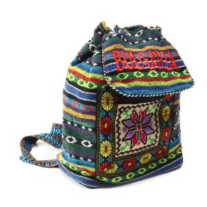 Сувенирна раница от плат с мотиви  шевици - средна