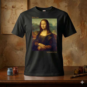 Мъжка  черна тениска - Мона Лиза