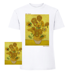 Мъжка бяла тениска  - Слънчогледи  на  Ван Гог