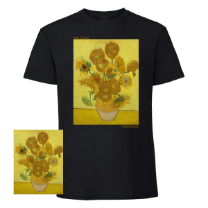 Мъжка черна тениска  - Слънчогледи  на  Ван Гог