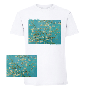 Мъжка бяла тениска - Цъфнало бадемово дърво на  Ван Гог