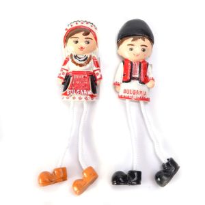 Сувенирен магнит - комплект момък и мома България