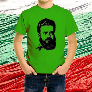 Детска зелена тениска с образа на  Христо Ботев